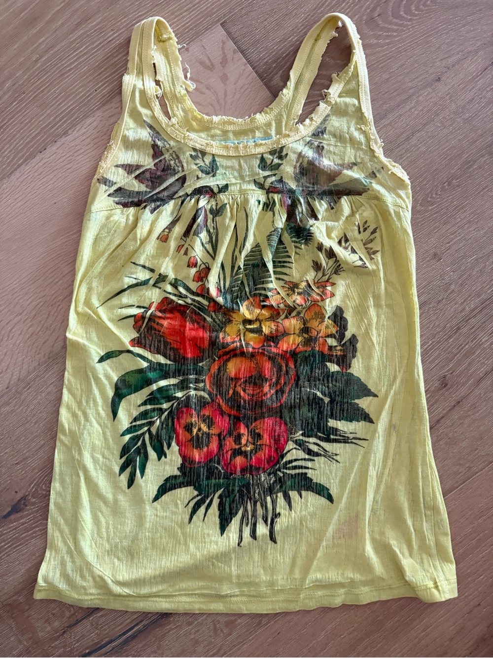 Butterfly Dropout Yellow Flowy Tank